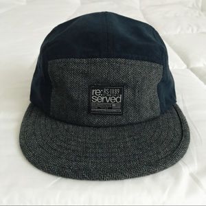 RESERVED Dark Blue + Grey Faux Suede Free Form Hat